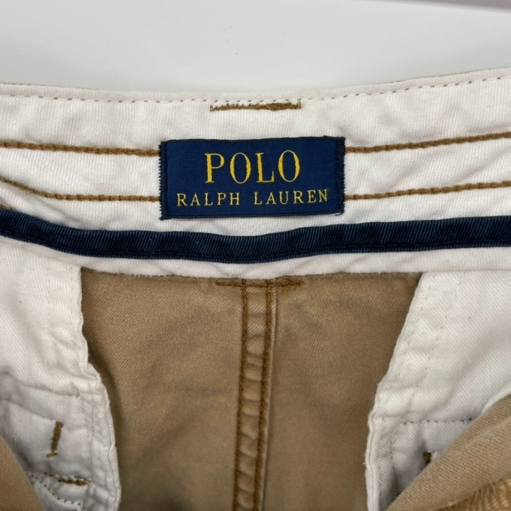 Polo Ralph Lauren Chino Cargo Shorts Men Sz 34 Khaki 100% Cotton Preppy Grunge - Picture 3 of 10